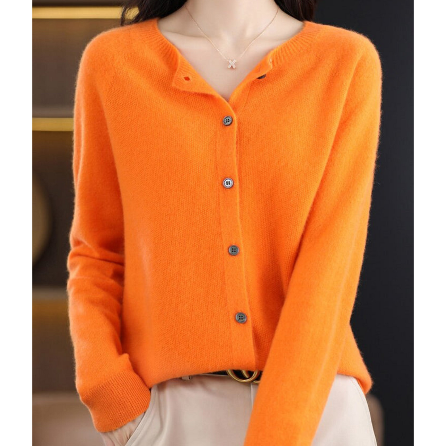 Mariví - Elegante cardigan Collo O in lana
