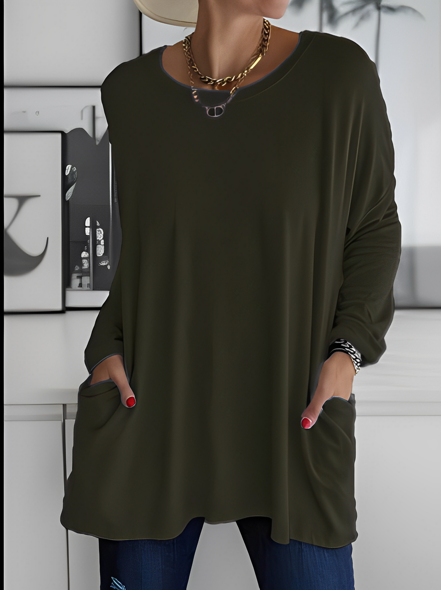 Leola - Maglione casual con tasche per donne 