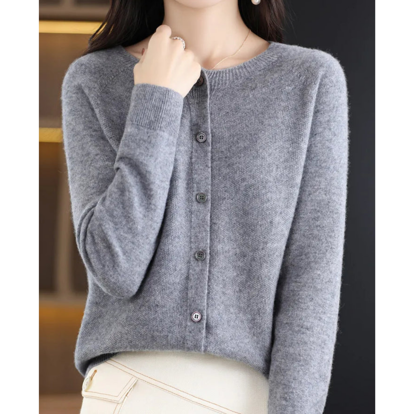 Mariví - Elegante cardigan Collo O in lana