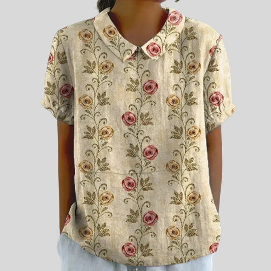 Top Floreale Comodo Elegante
