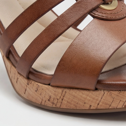 Carla™ | Sandali con Tacco in Sughero e Cinturini in Pelle