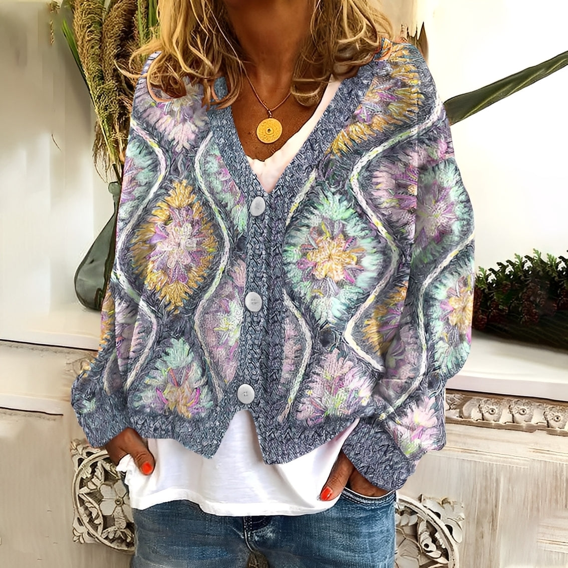 Nydia - Maglione morbido e casual con stampa per donne 