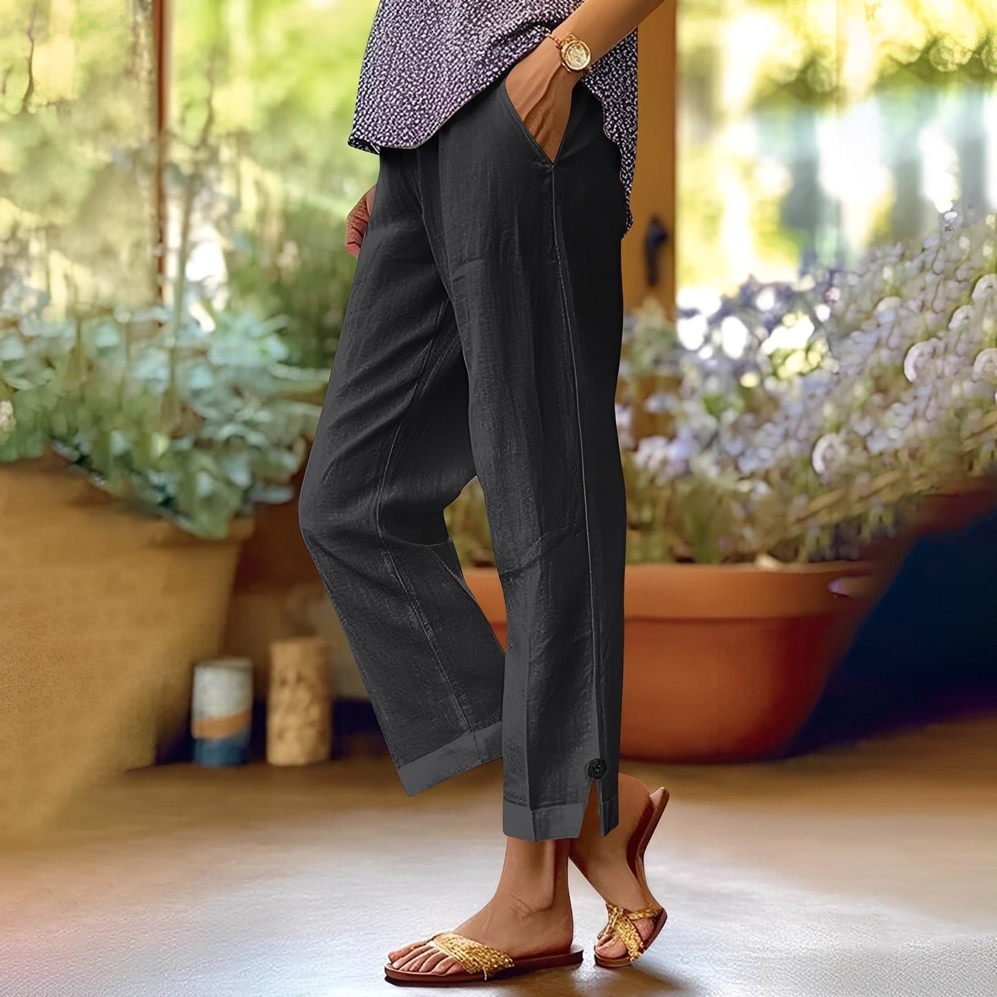 Kassia - Pantaloni estivi casual in lino per donne