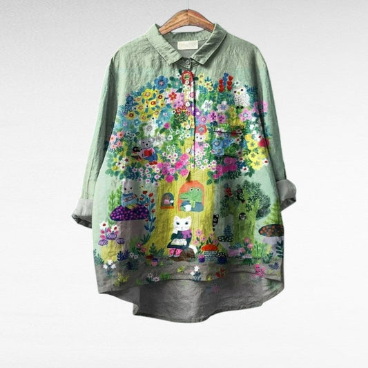 Caroline | Elegante blusa estiva in lino