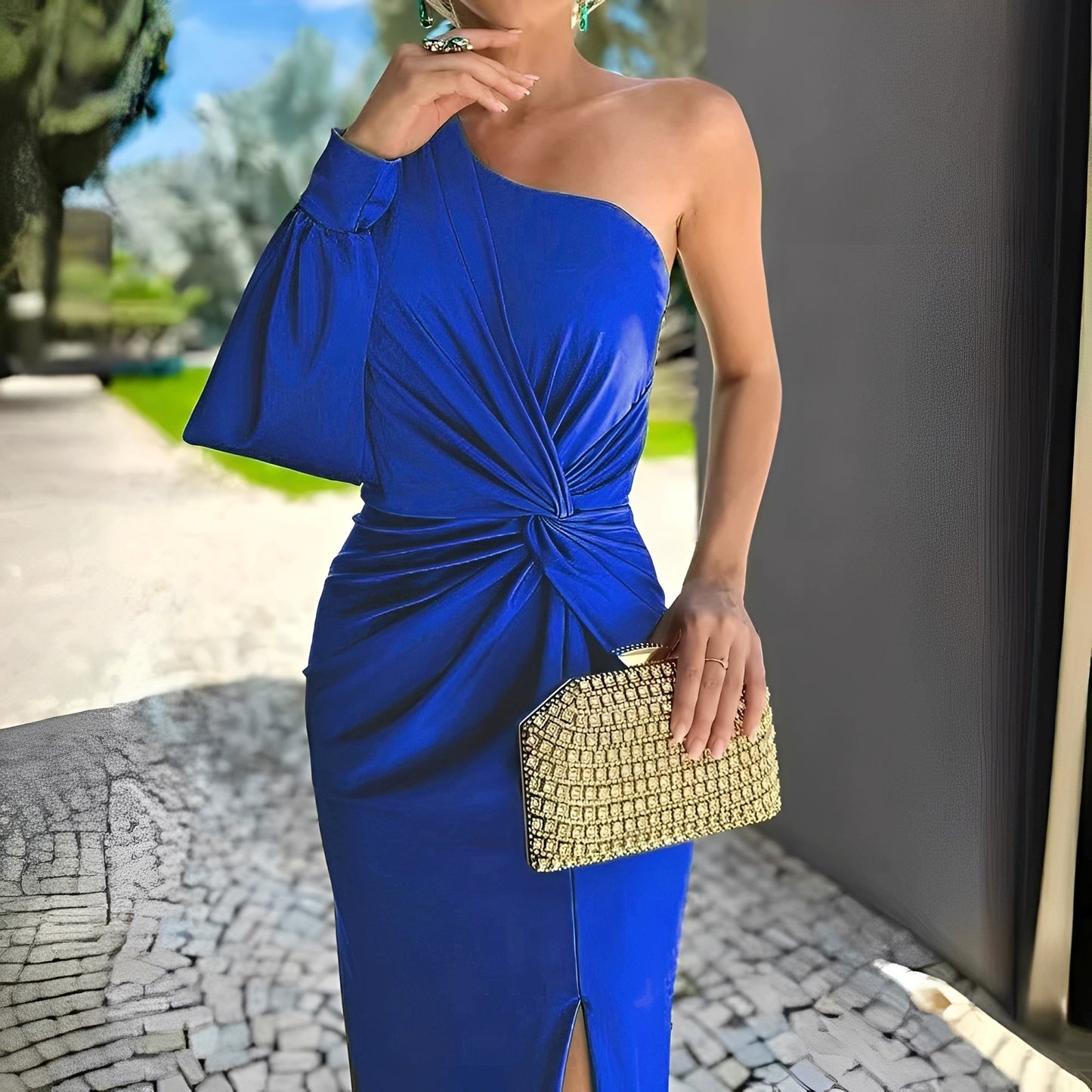 Pauline - Elegante abito monospalla drappeggiato per donne