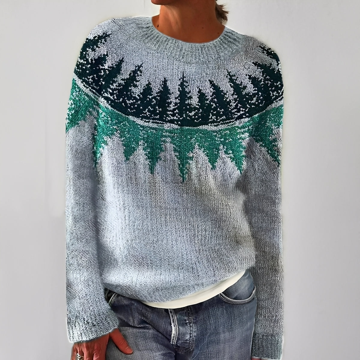 Heather - Classico Maglione a Maglia con Motivo per Donne 