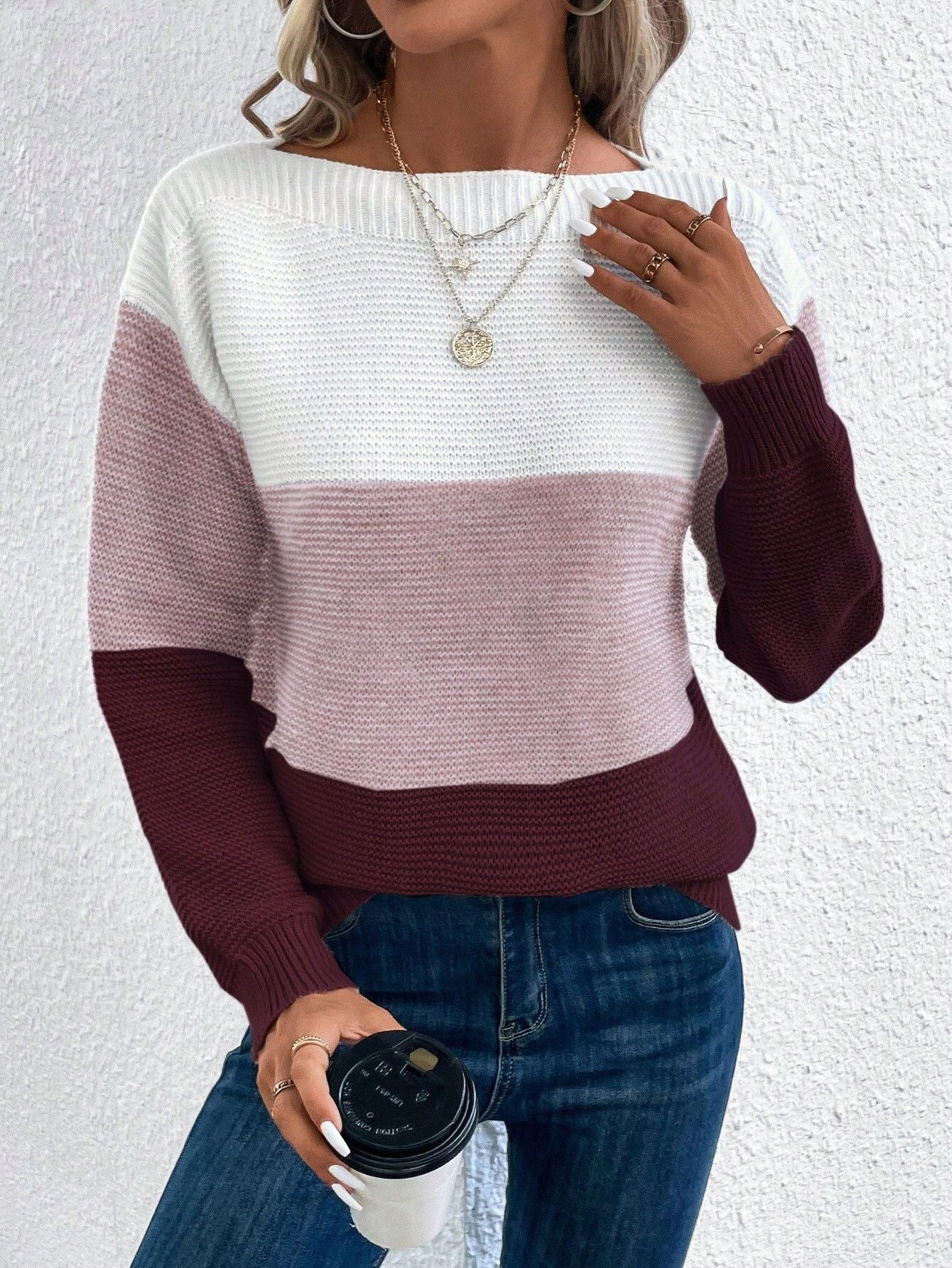 Muriel - Elegante maglione con strisce tricolori per donne 