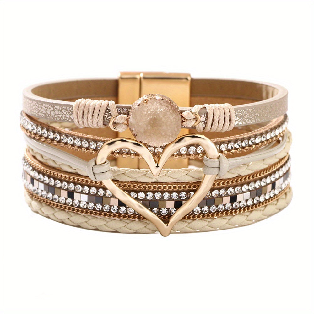 Bracciale in pelle multistrato stile Boho