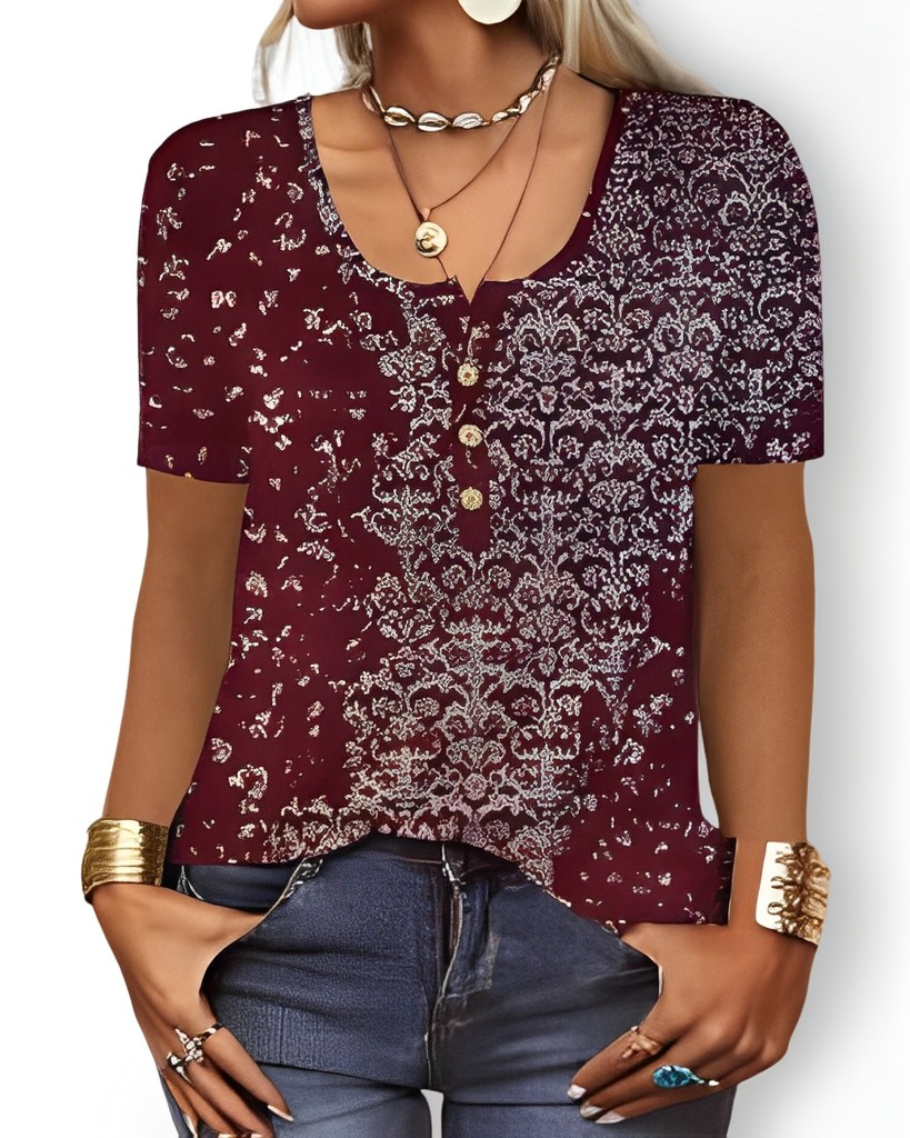 Charlee - Blusa Boho morbida con scollo a V per donne 