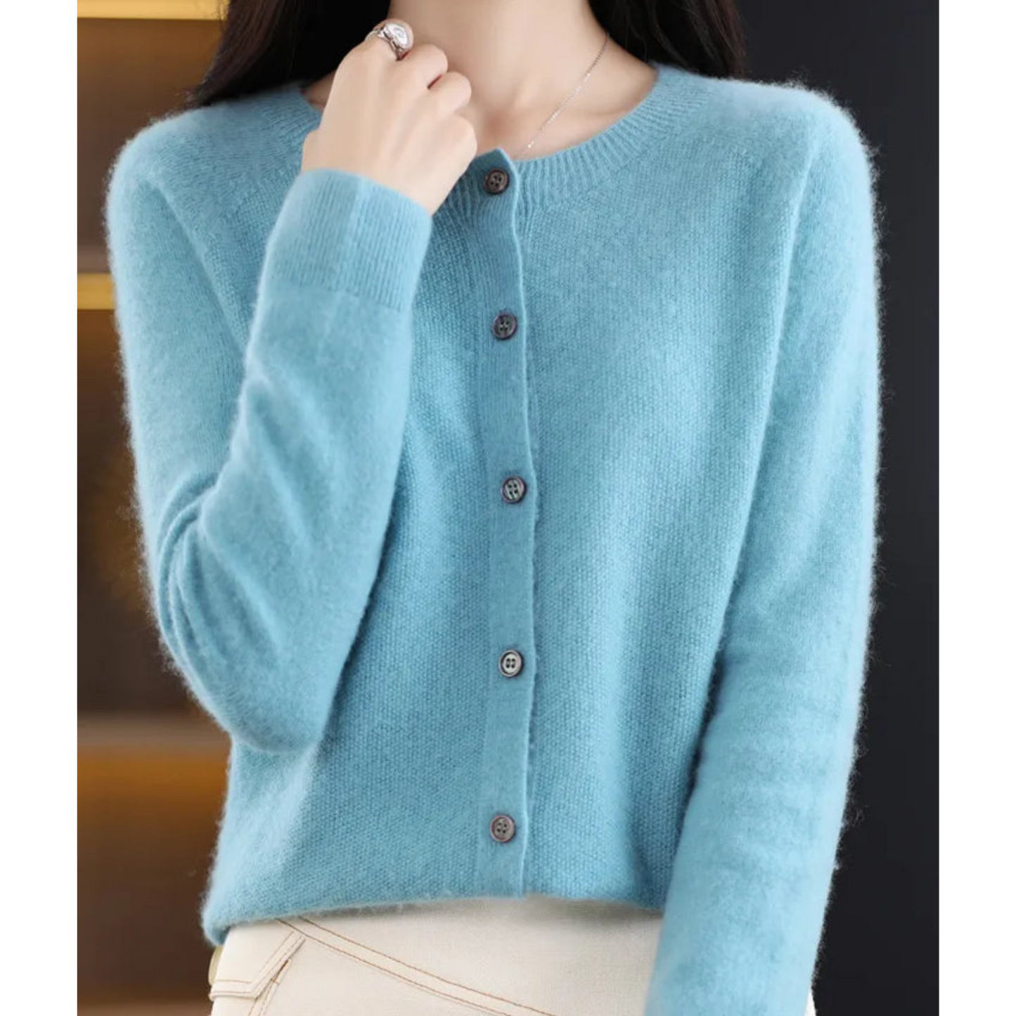 Mariví - Elegante cardigan Collo O in lana