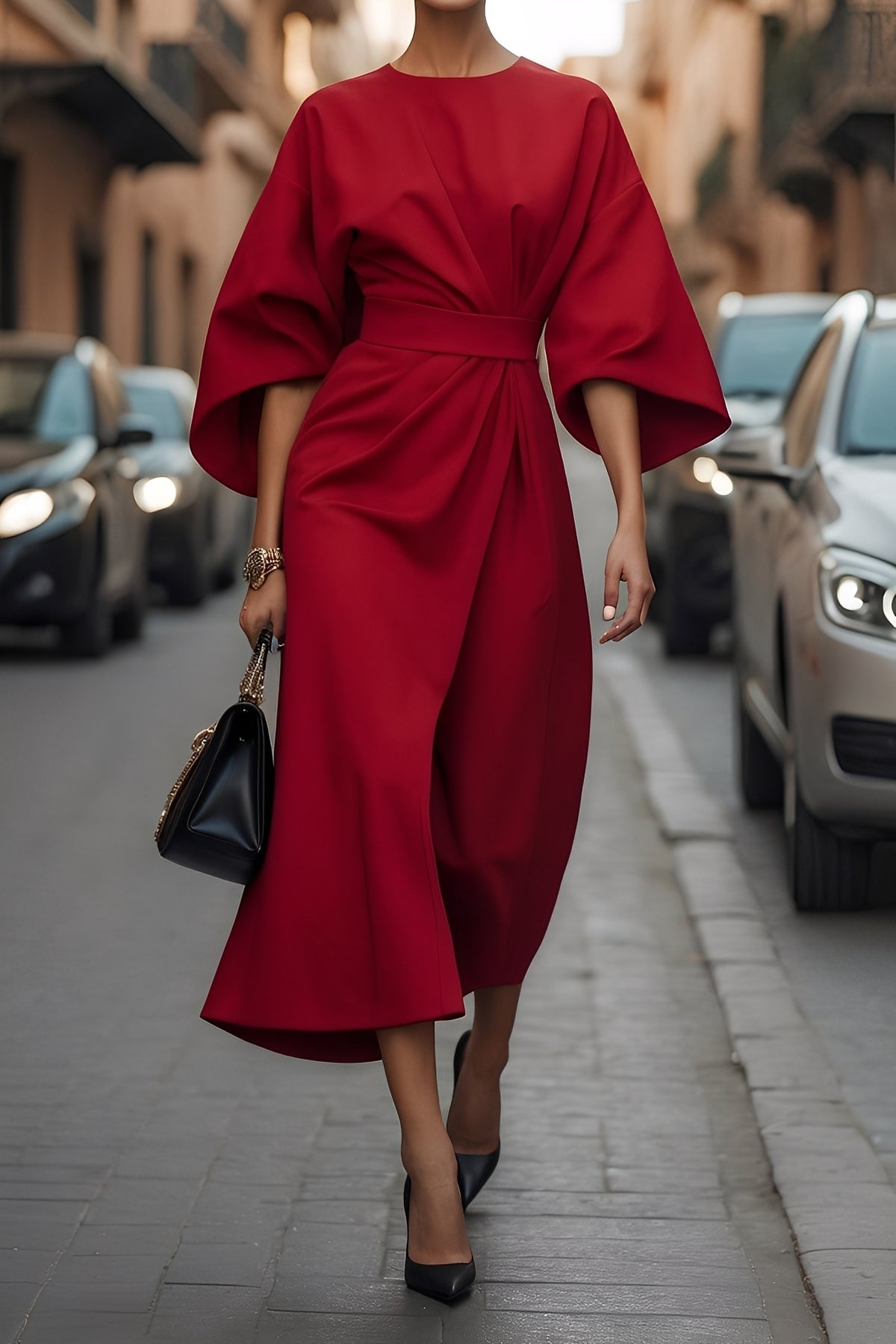 Elena - Elegante abito ampio con cintura per donne