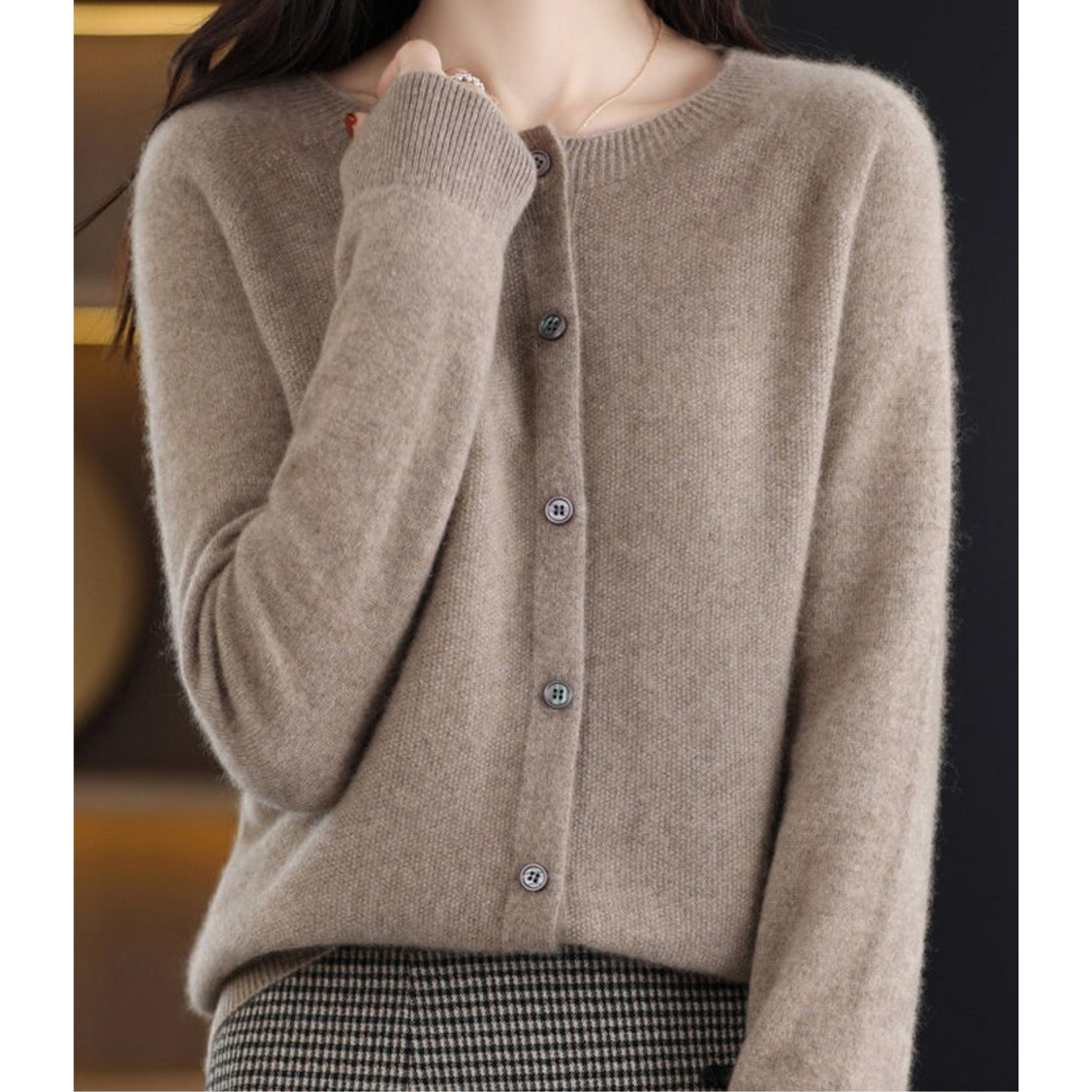 Mariví - Elegante cardigan Collo O in lana