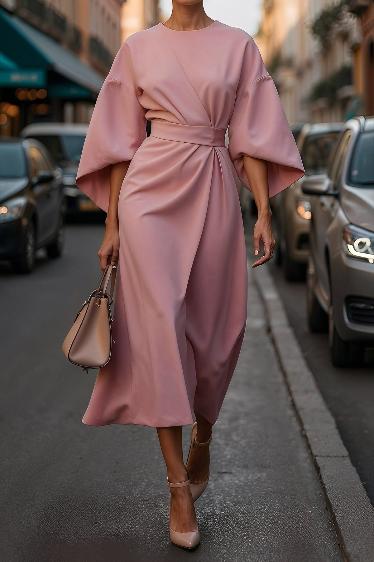 Elena - Elegante abito ampio con cintura per donne