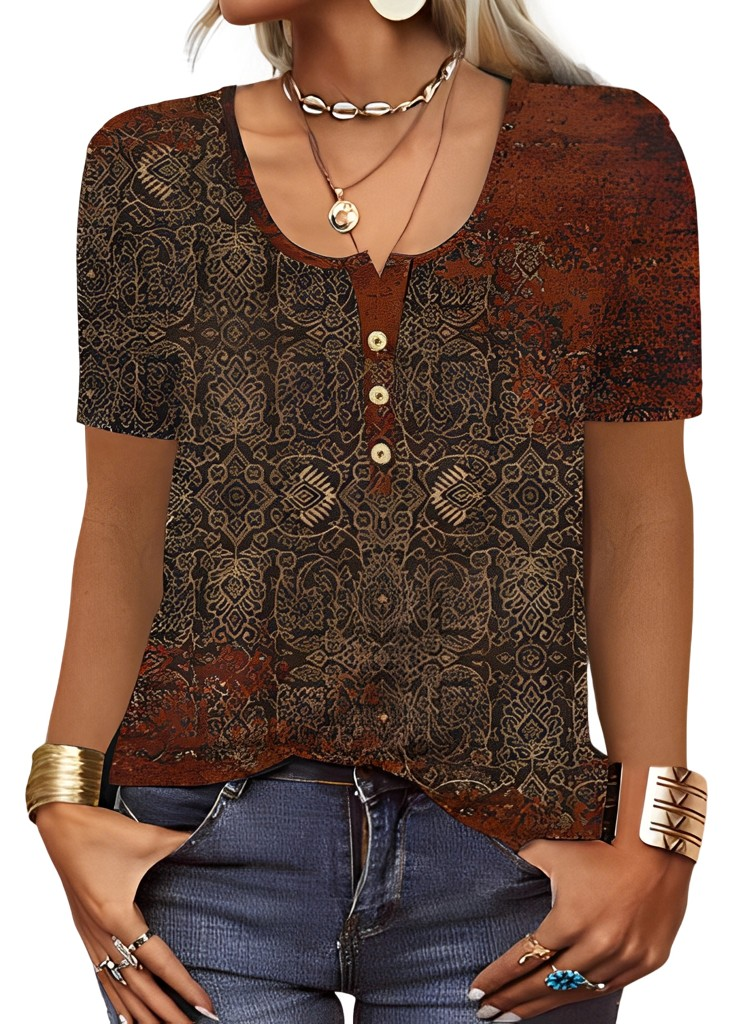 Charlee - Blusa Boho morbida con scollo a V per donne 