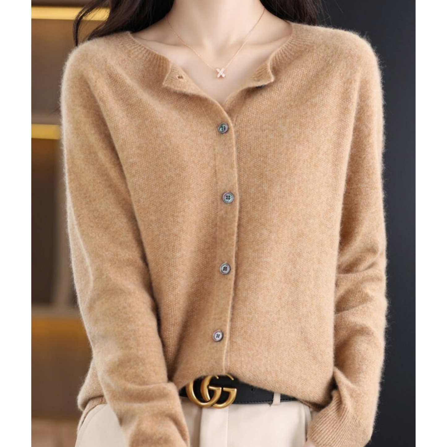 Mariví - Elegante cardigan Collo O in lana