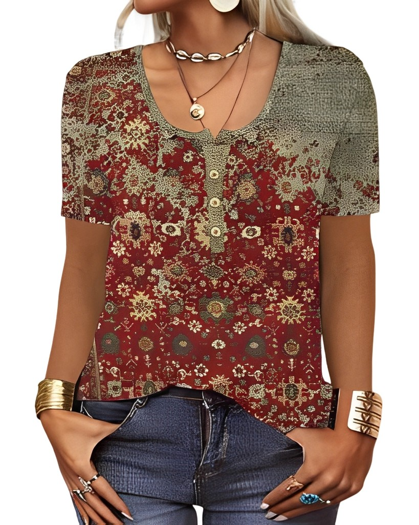 Charlee - Blusa Boho morbida con scollo a V per donne 
