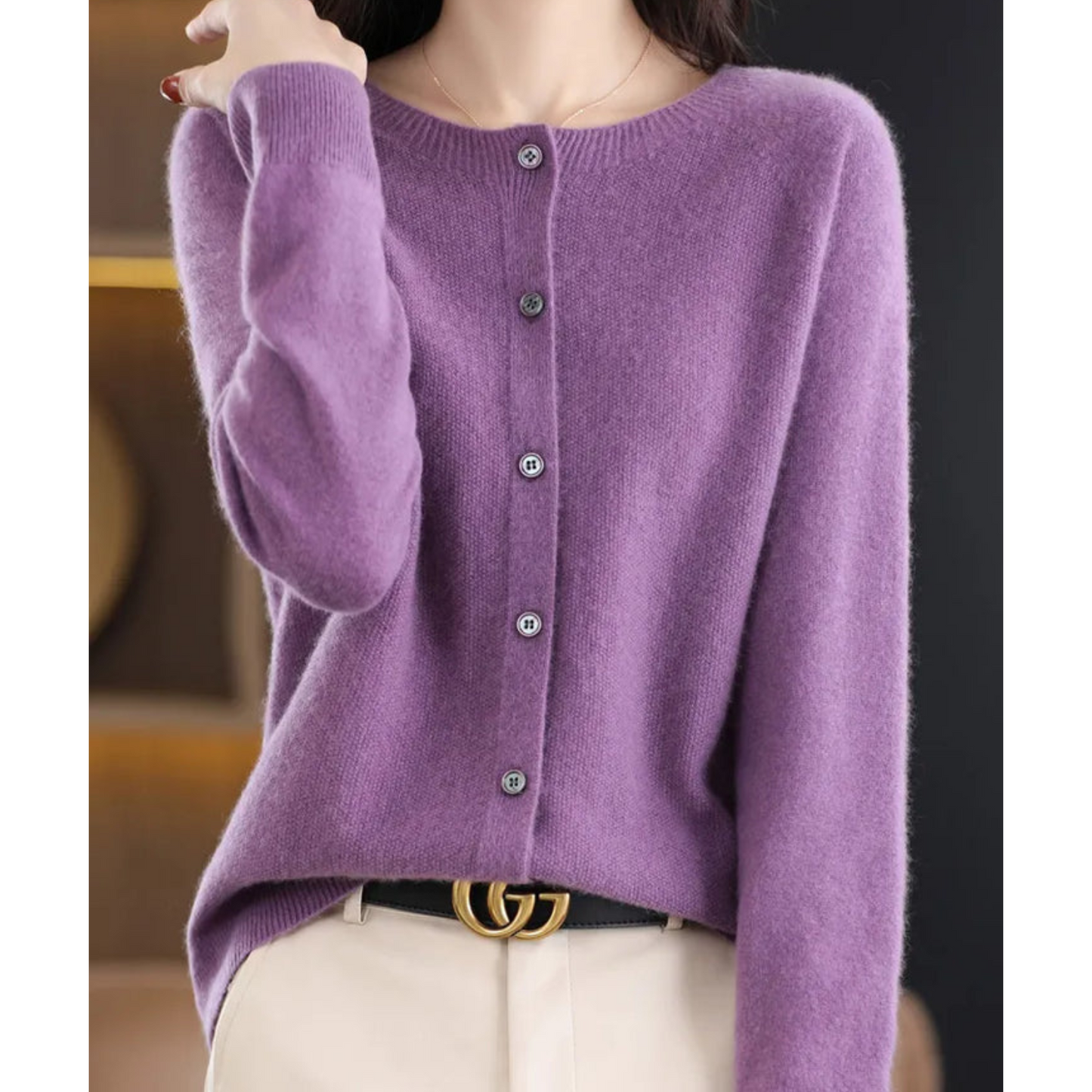 Mariví - Elegante cardigan Collo O in lana