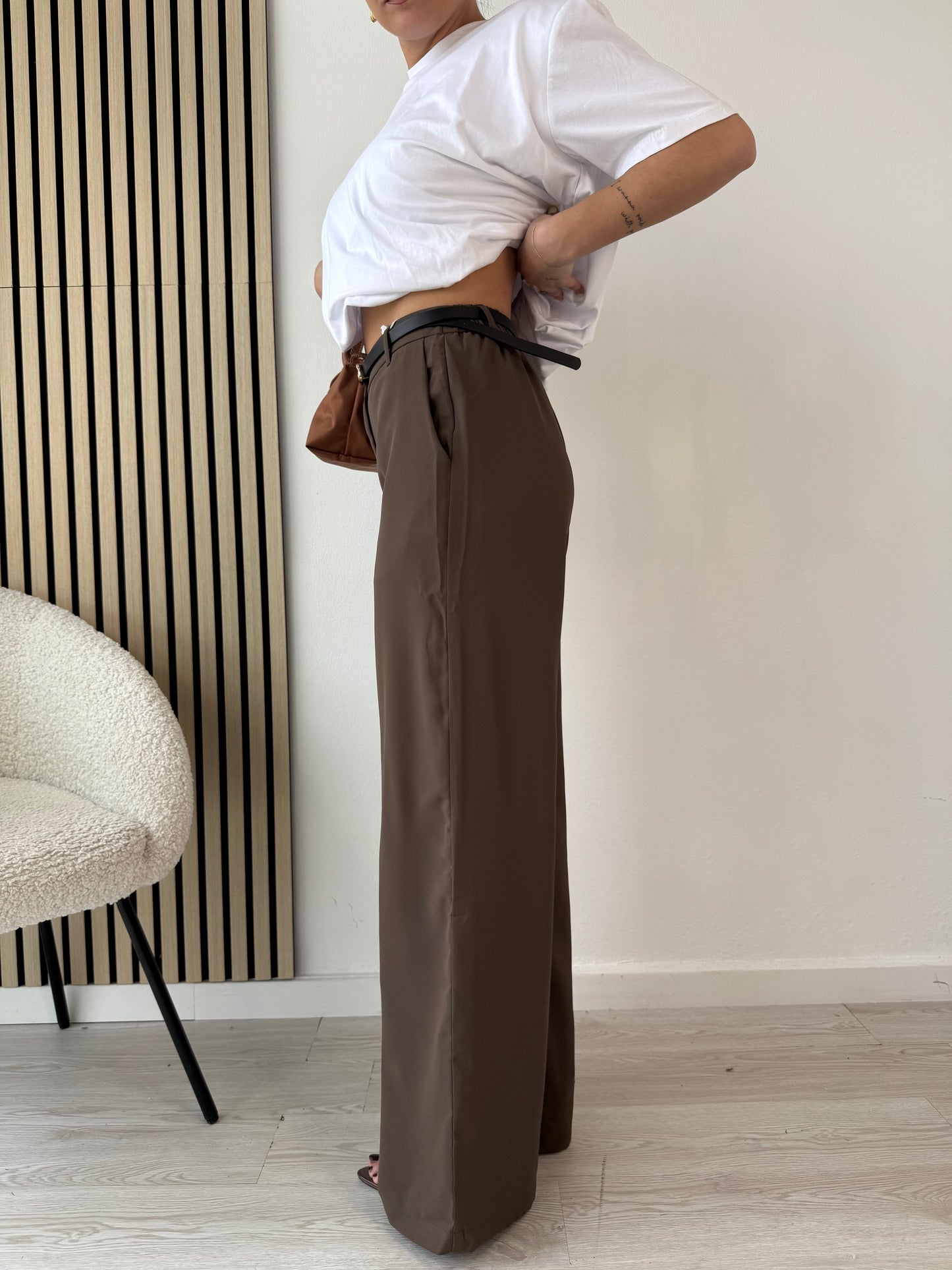 Palazzo trousers with belt