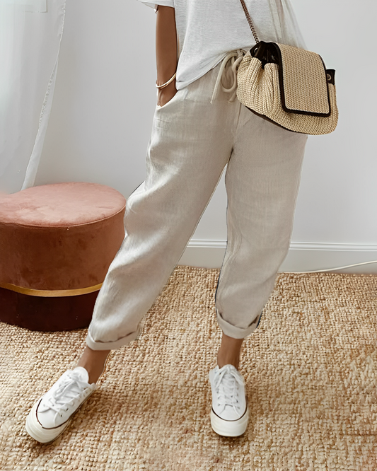 Sherie - Casual, morbidi pantaloni di lino per donne
