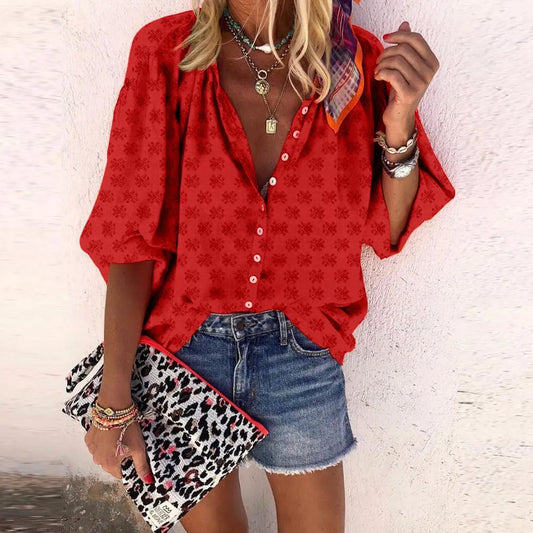 Isabella - Top Fiorito con Bottoni Vintage