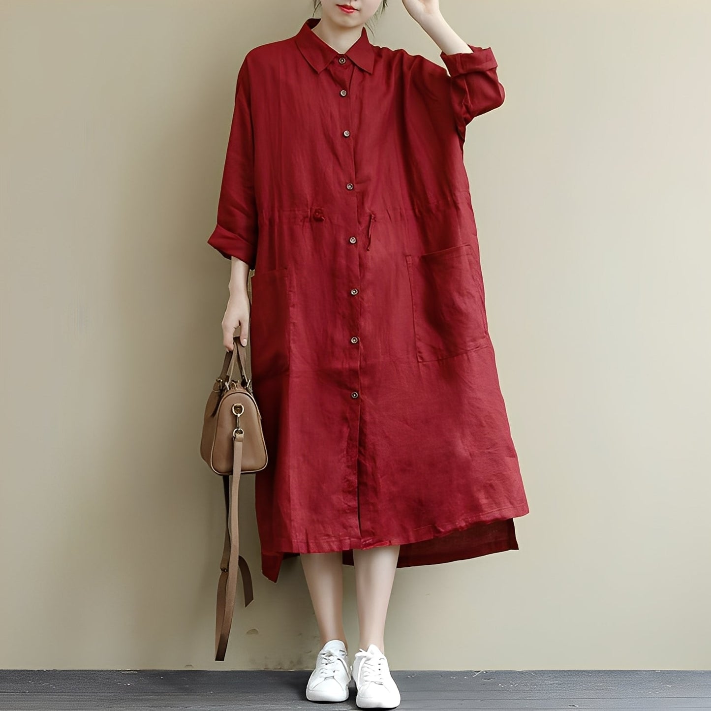 Chelsie - Maxiabito oversize con bottoni per donne 