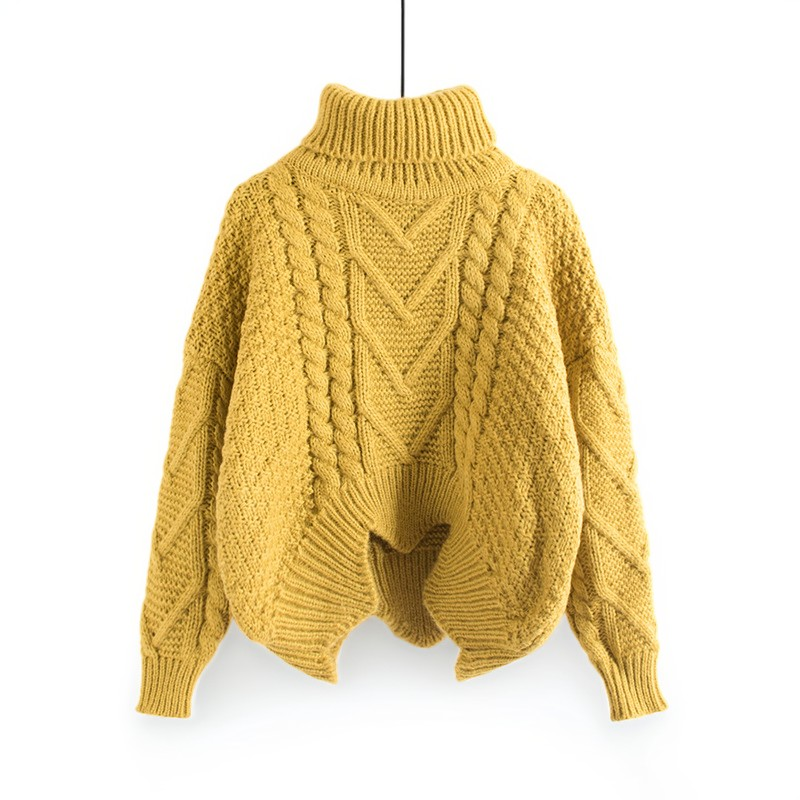 Catrina - Maglione casuale e caldo a collo alto in maglia per donne 