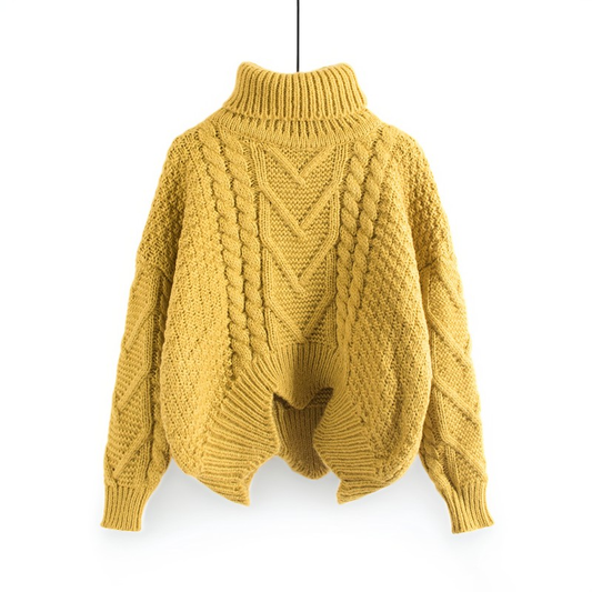 Catrina - Maglione casuale e caldo a collo alto in maglia per donne