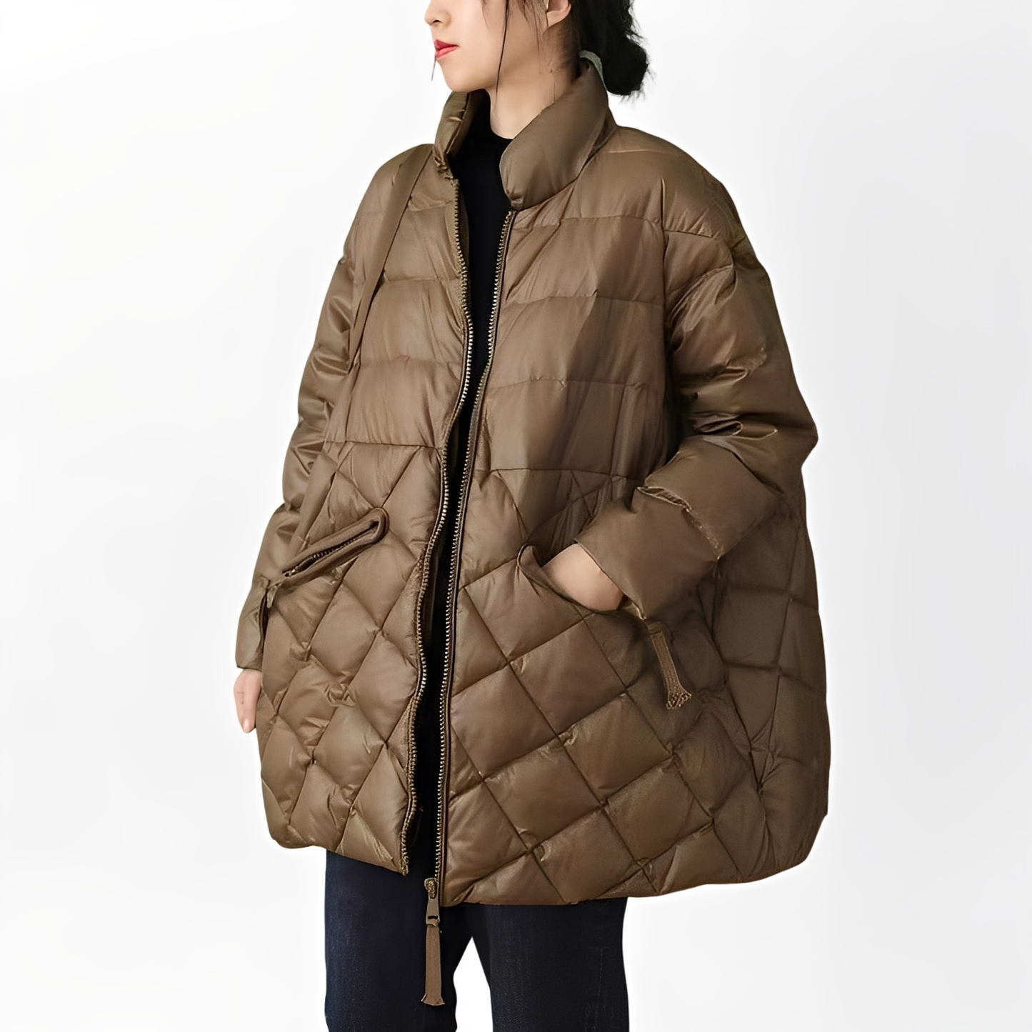 Emily - Calda giacca in piuma con tasche con zip per le donne 