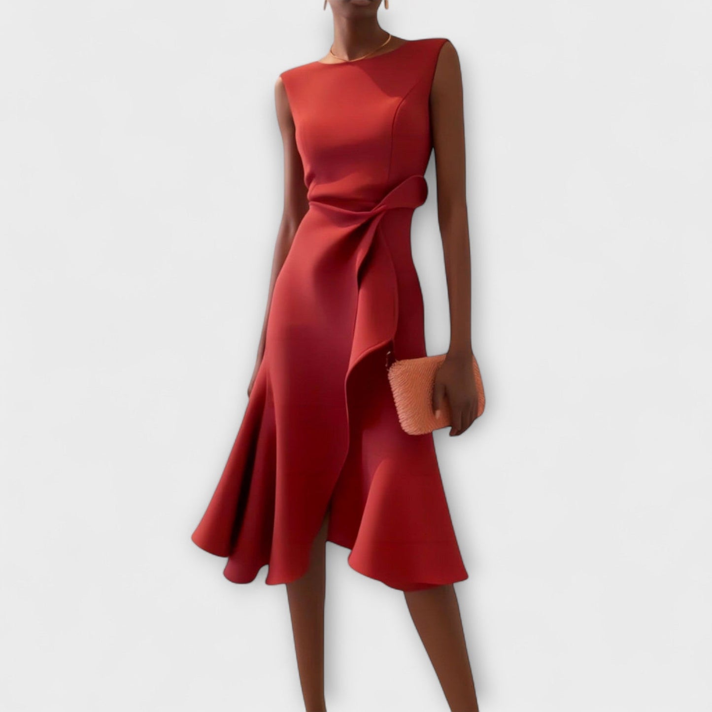 Juliette Abito Midi Drappeggiato con Volant – Abito Asimmetrico da Cocktail e Cerimonia