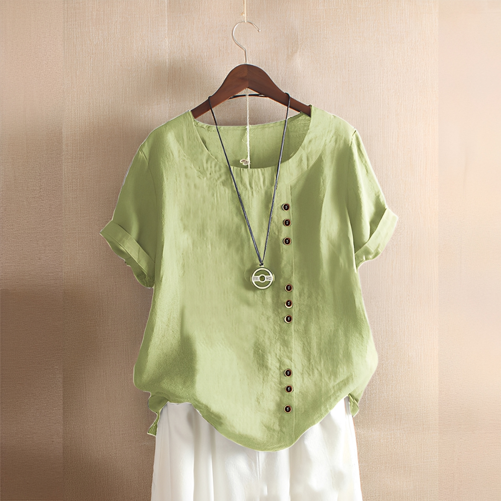 Corrine - Blusa classica in lino un'ampia vestibilità per le donne