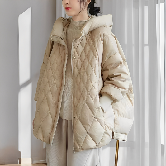 Abigail - Cappotto invernale casual in piuma con cerniera per le donne 