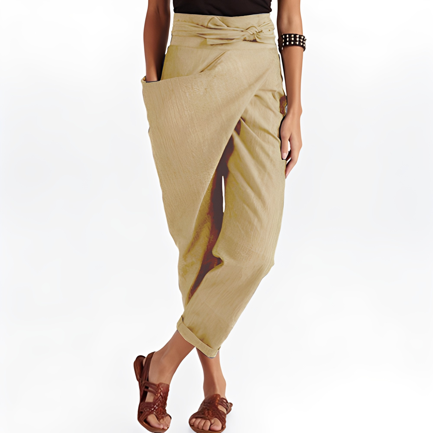 Courteney - Pantaloni harem casual a vita alta per donne 