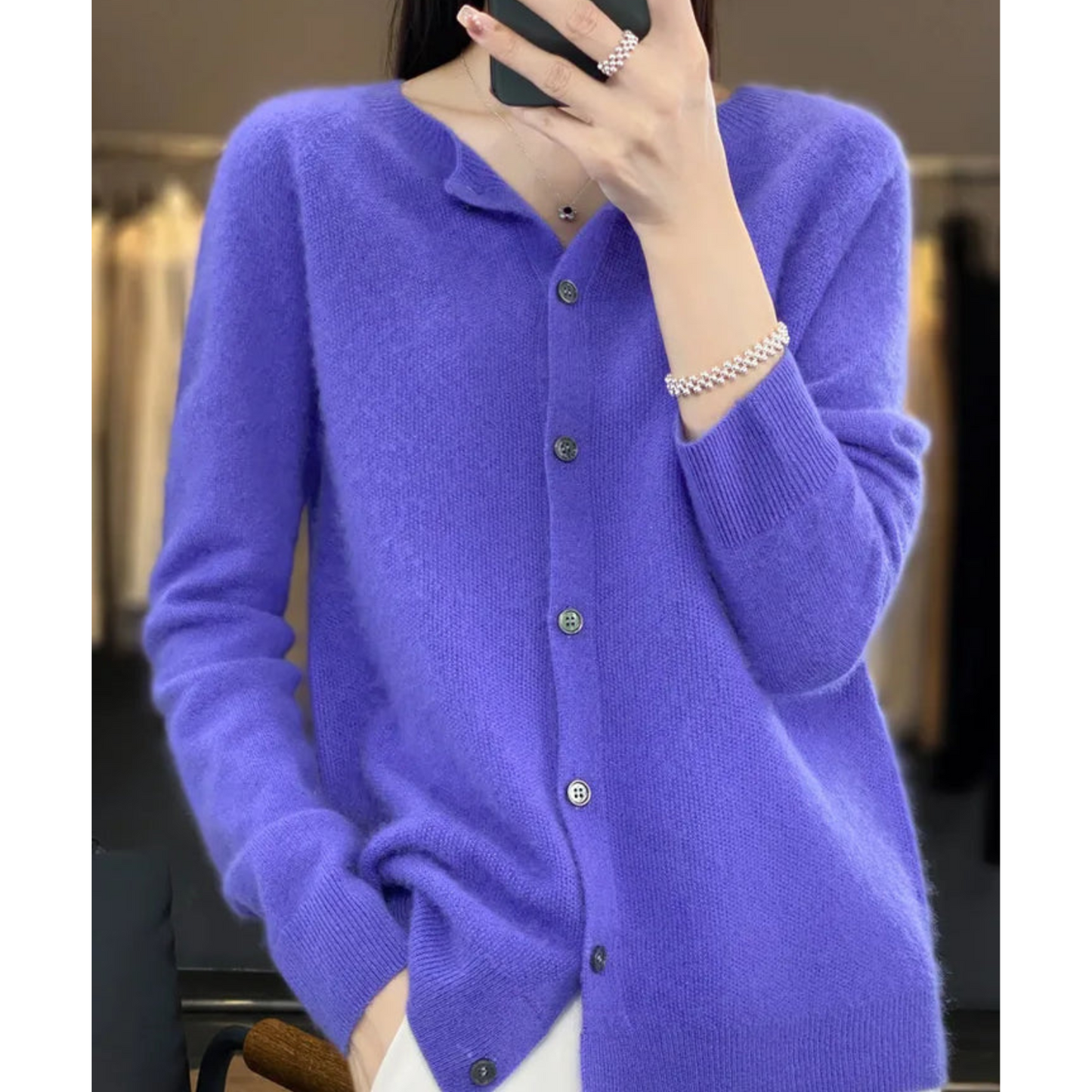 Mariví - Elegante cardigan Collo O in lana