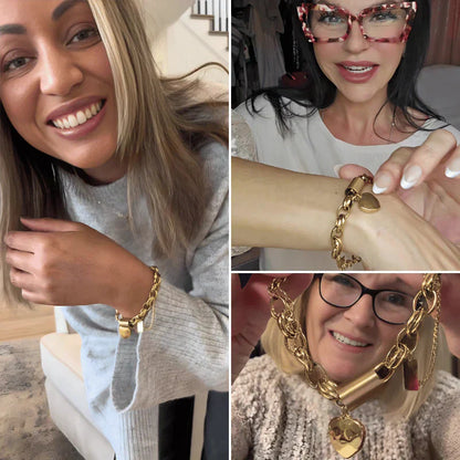 Thick gold heart bracelet