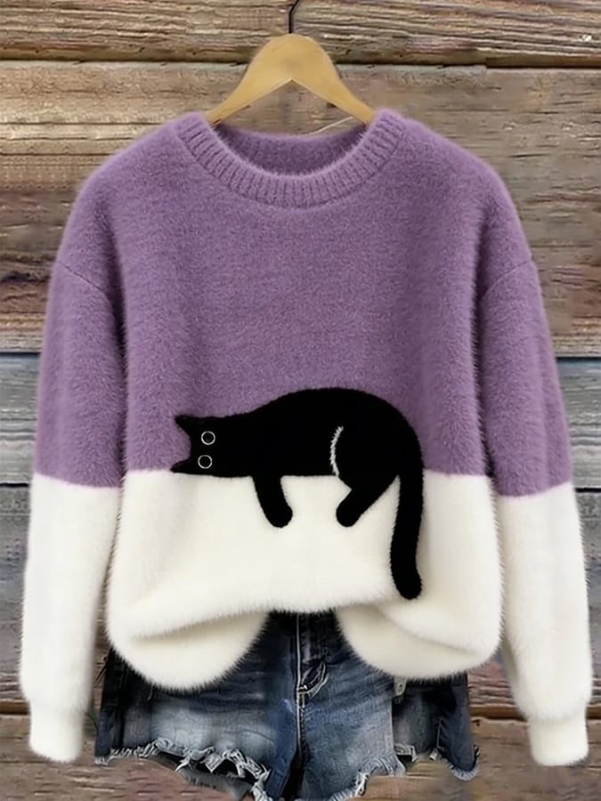 Luna | Felpa Donna con Grafica di Gatto