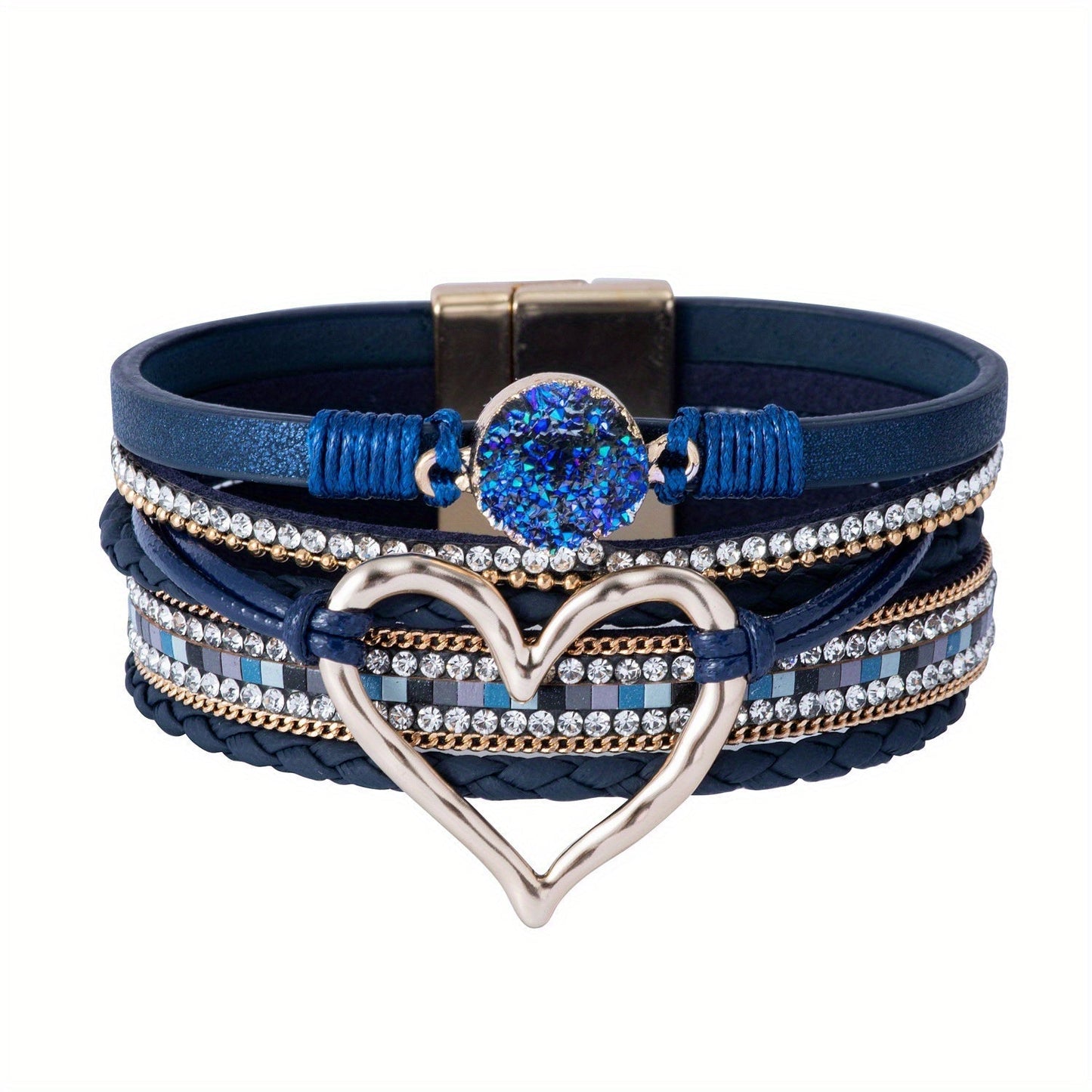 Bracciale in pelle multistrato stile Boho