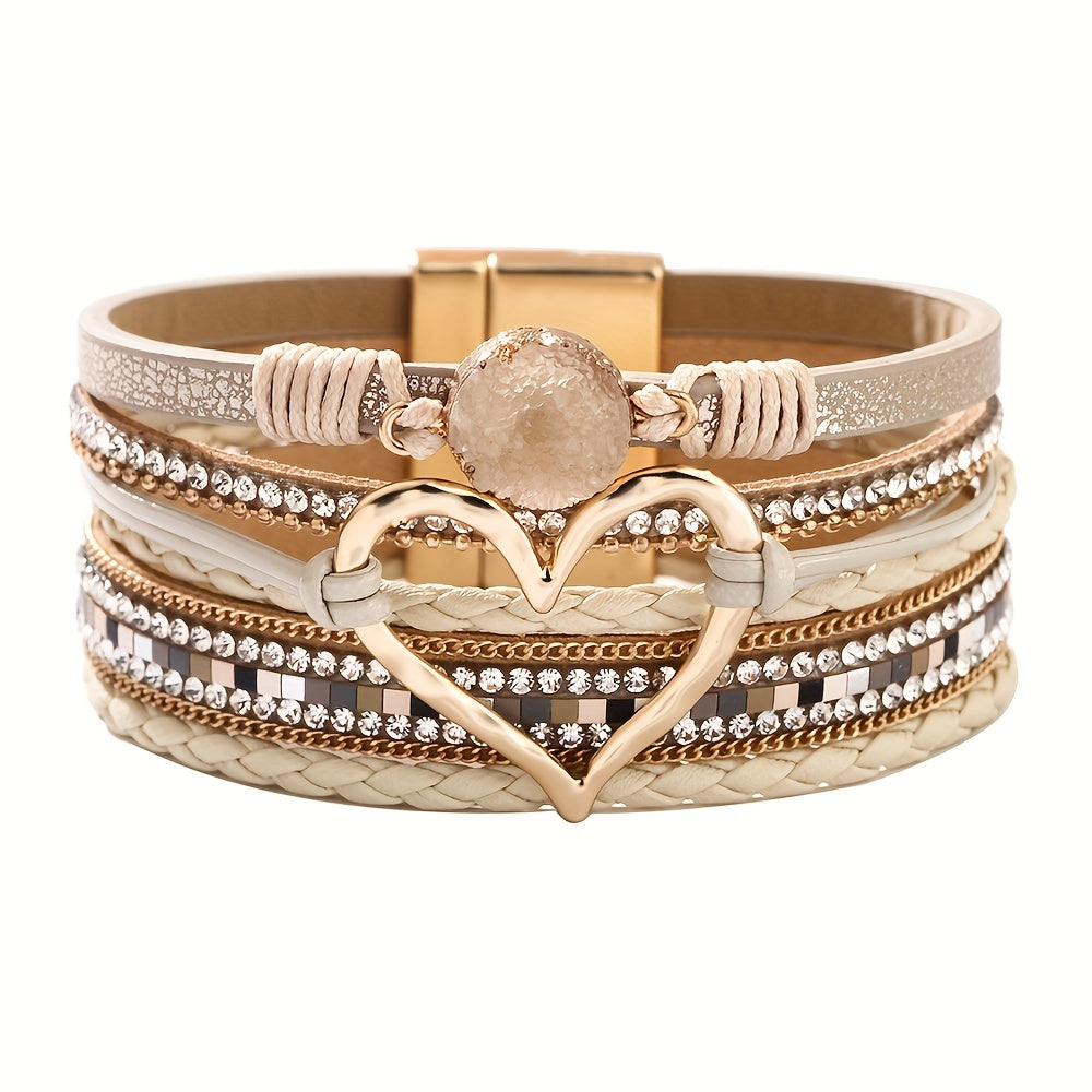 Bracciale in pelle multistrato stile Boho