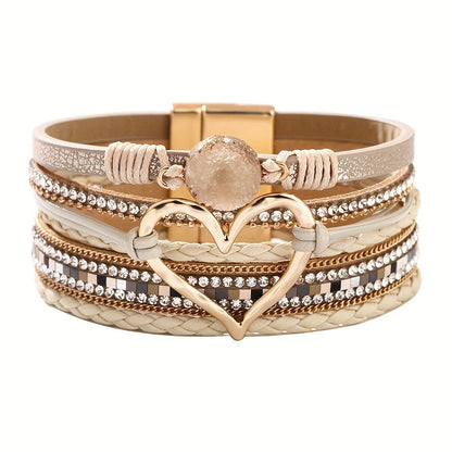 Bracciale in pelle multistrato stile Boho
