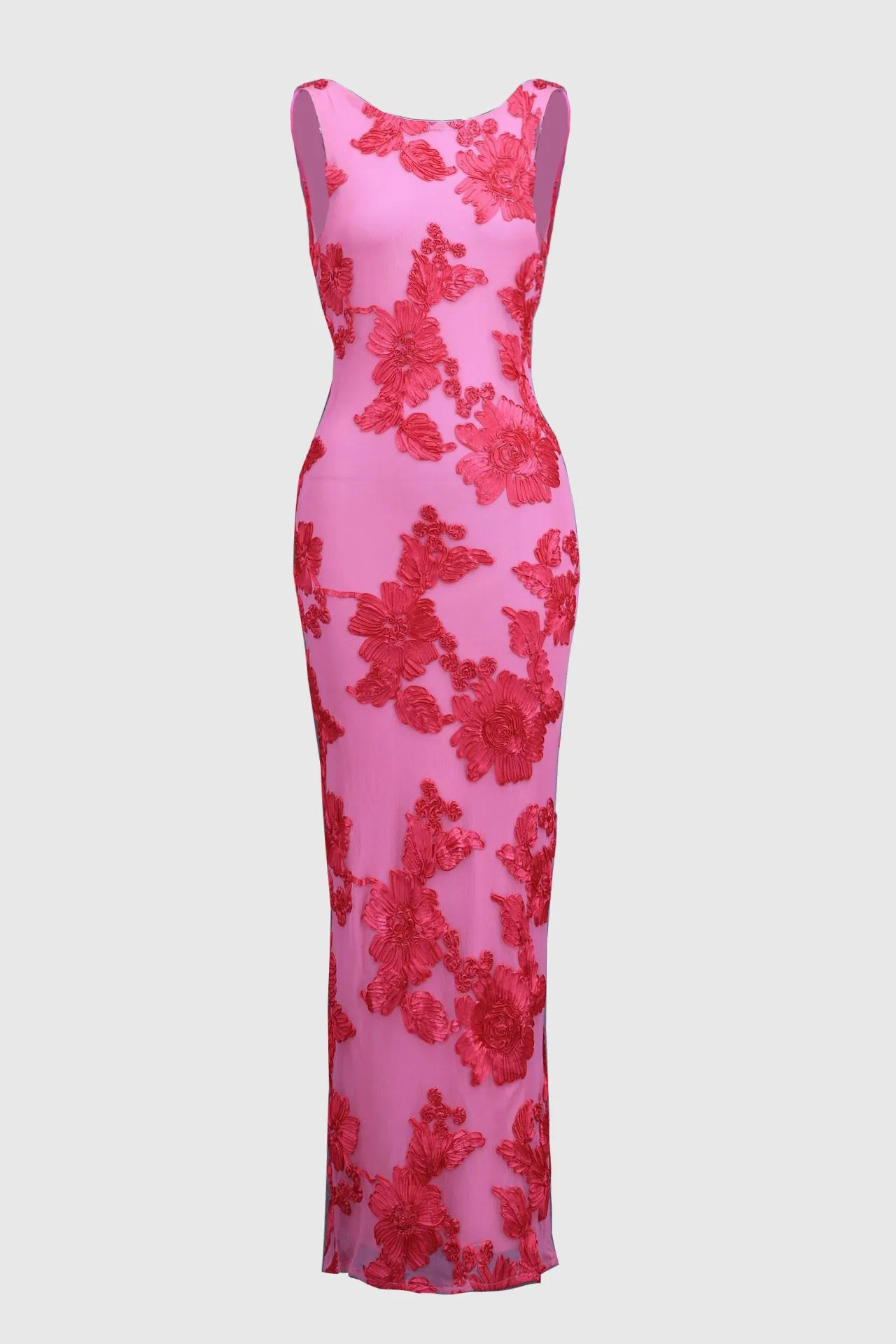 Amara™ | Abito Lungo con Fiori 3D in Raso