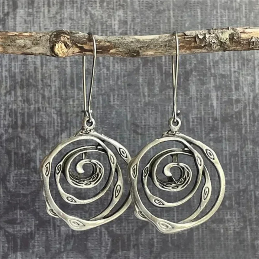 Earrings, Silver Labyrinth