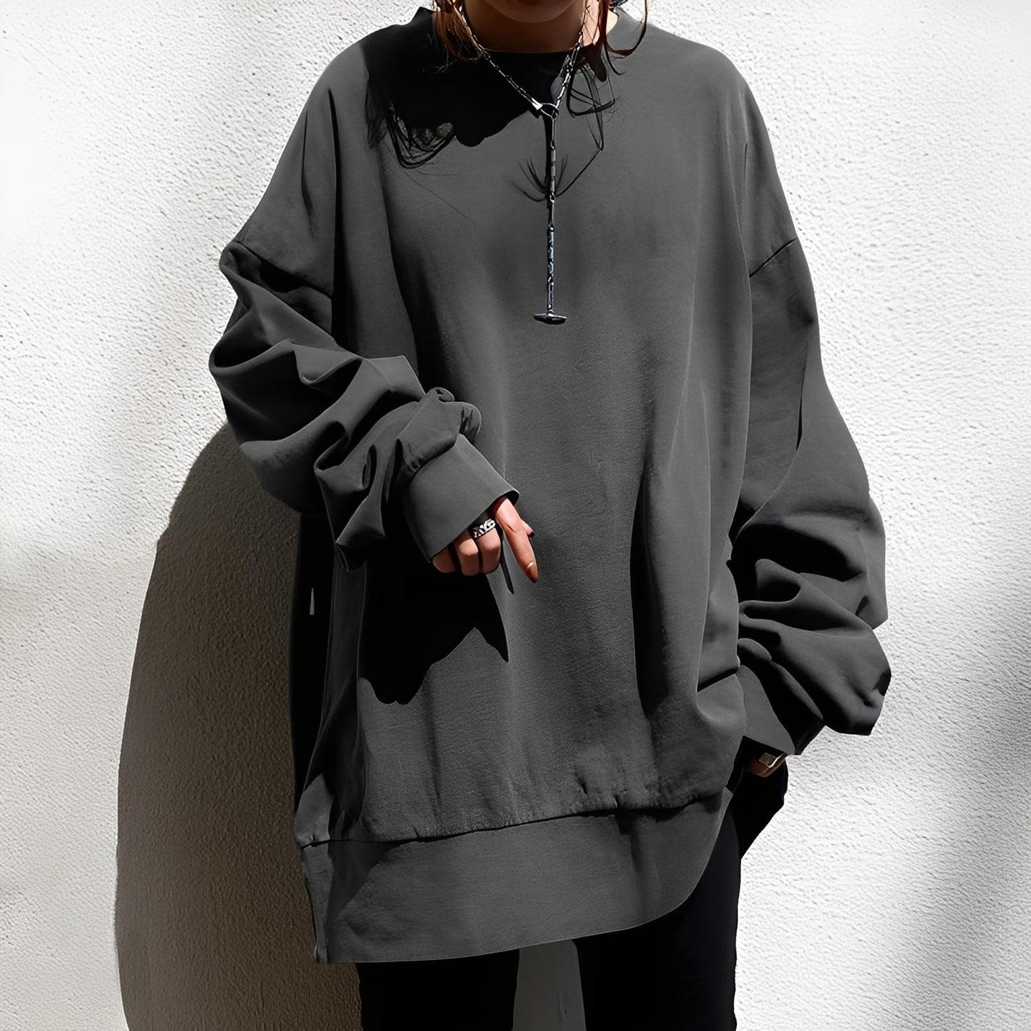 Andrina - Maglione oversize con scollo rotondo per donne