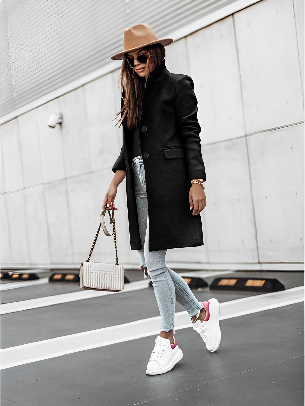 Joselyn - Classico cappotto lungo con bottoni per donne 