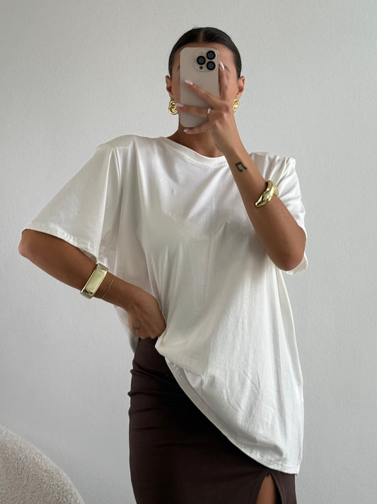 Oversized T-shirt with shoulder pads