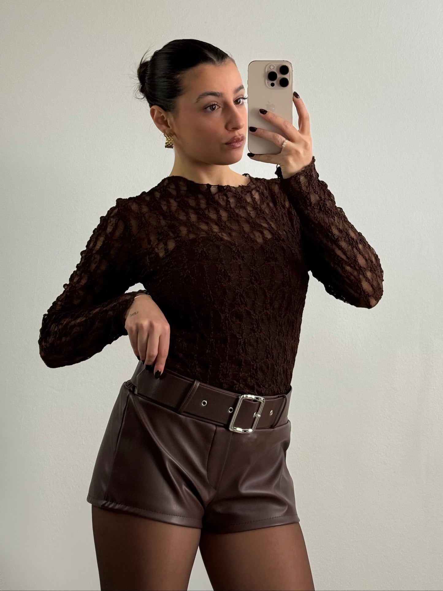 Culotte in ecopelle con cintura