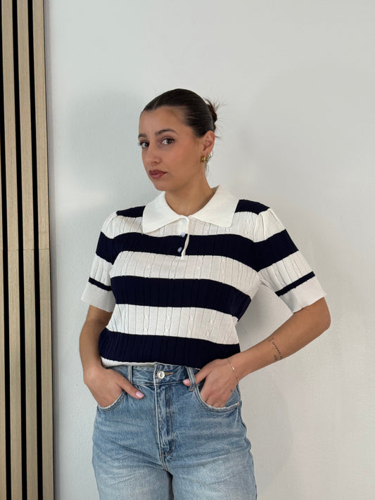 Polo in maglia a treccia