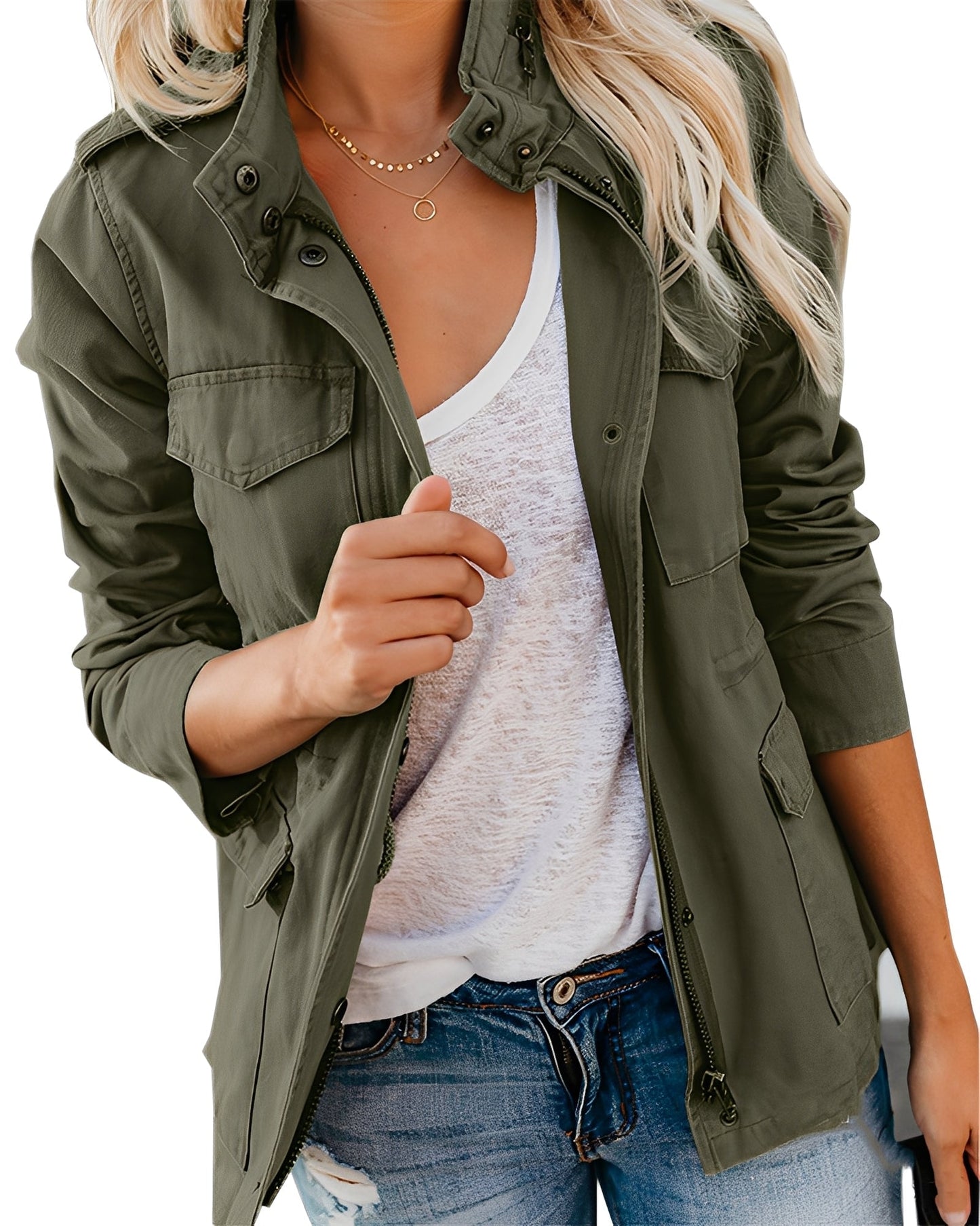 Rachyl - Giacca di jeans casual con cerniera per donne 