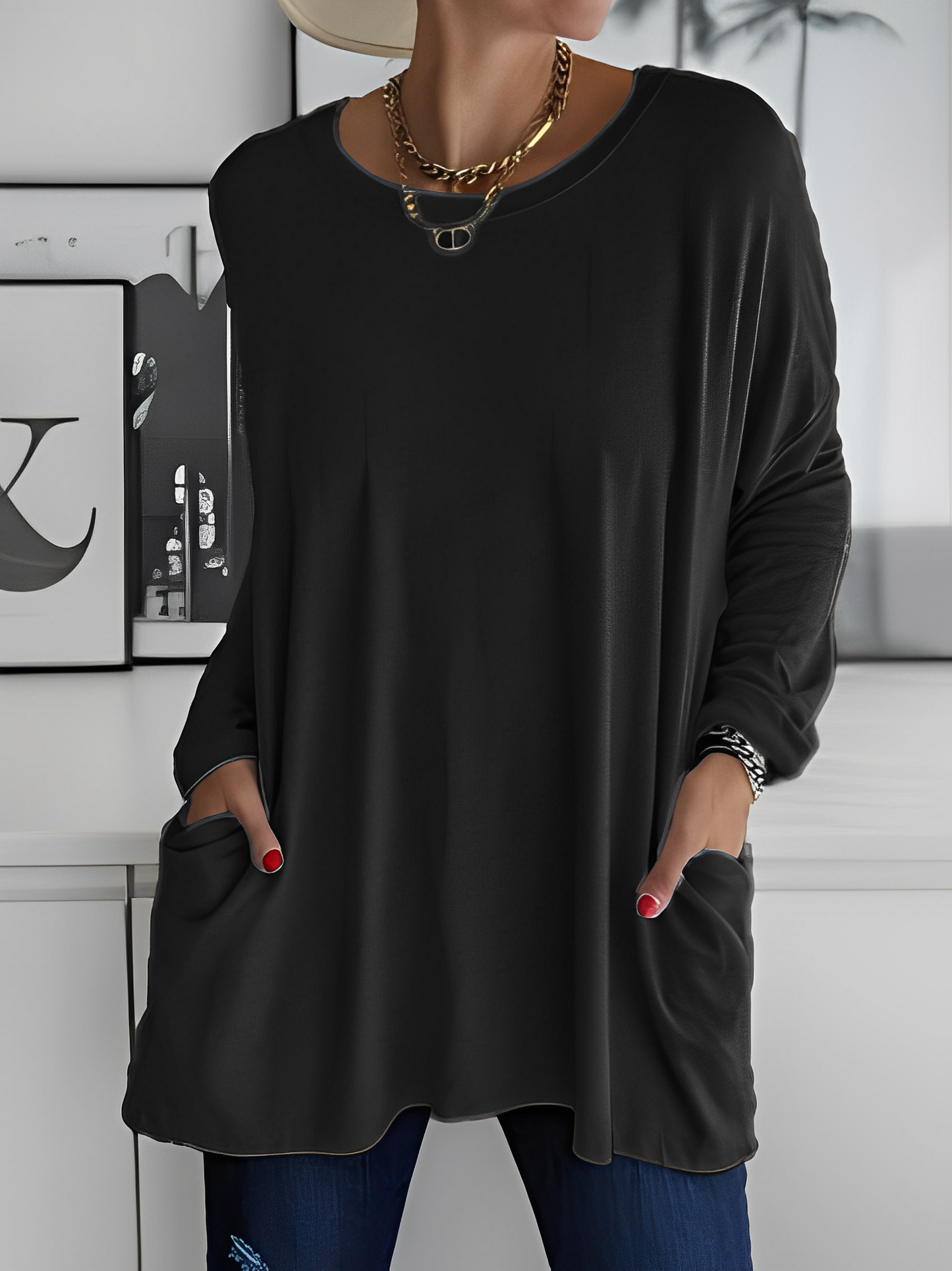 Leola - Maglione casual con tasche per donne 