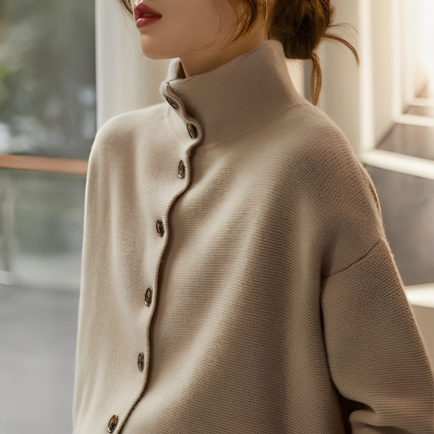 Evelynn - Maglia elegante a maglia con collo alto per le donne 