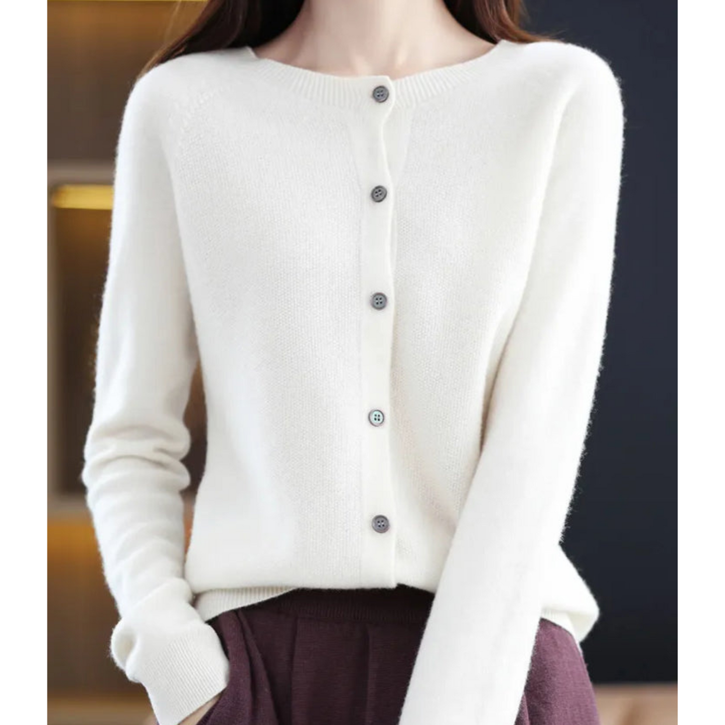 Mariví - Elegante cardigan Collo O in lana