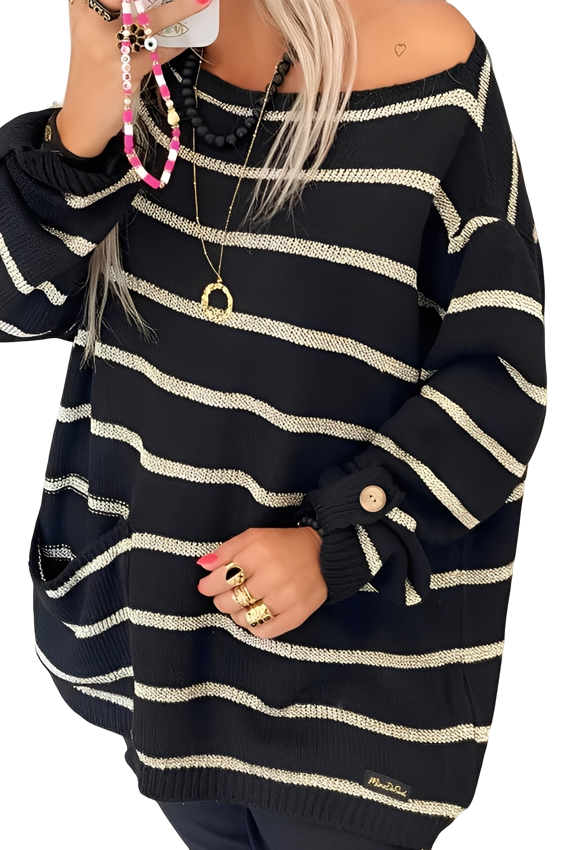 Elianna - Maglione a righe casual e ampio per donne 